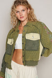 POL Embroidered Sleeve Raw Edge Quilted Jacket 