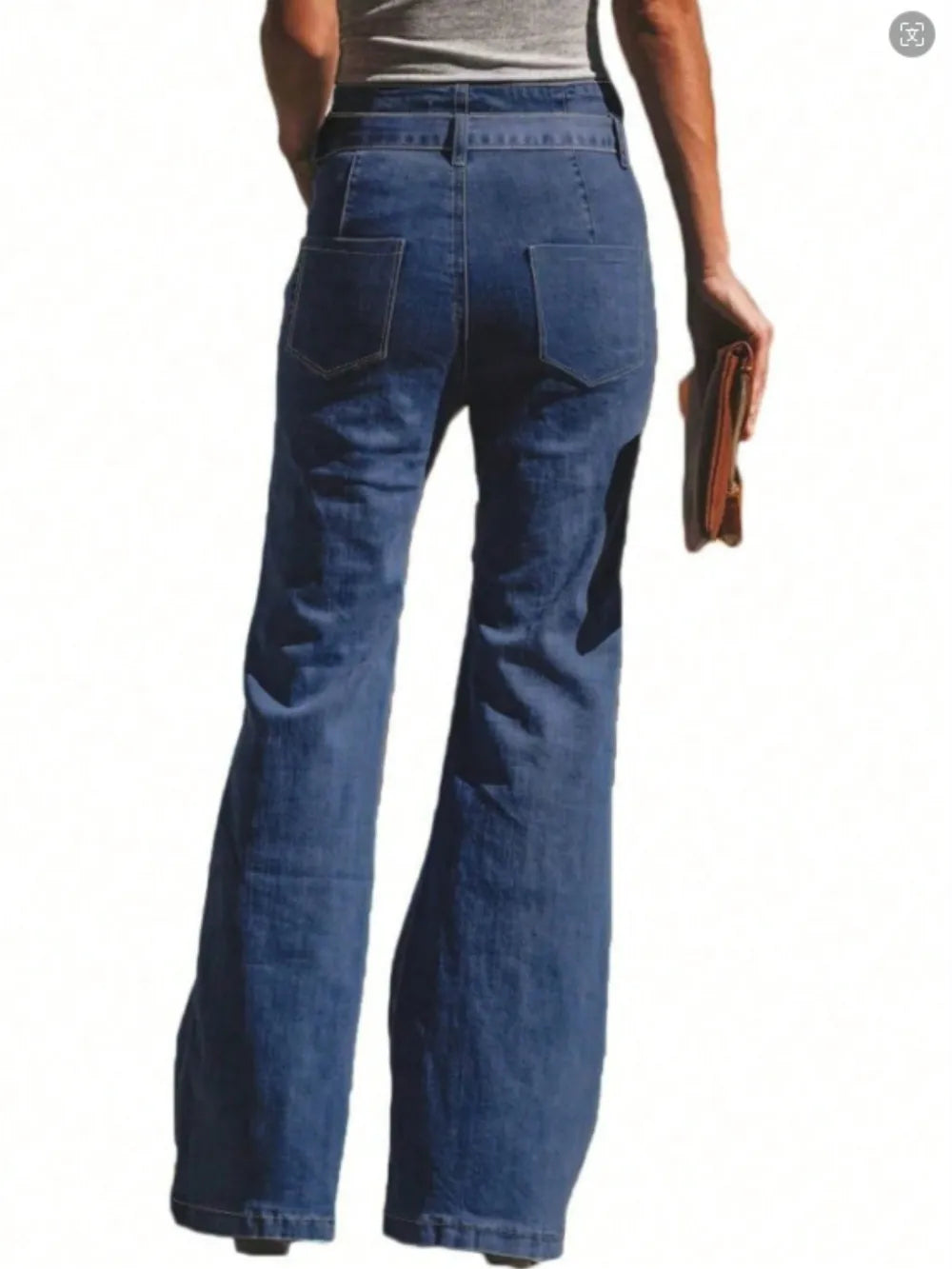 Tied Flare Jeans with Pockets 