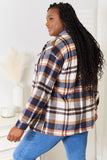 Double Take Plaid Button Front Shirt Jacket with Breast Pockets 
