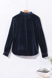 Frill Half Button Mock Neck Long Sleeve Blouse 