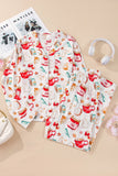 Printed Collared Neck Top and Pants Lounge Set Lingerie & Nightwear