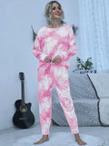 Shiny Tie-Dye Round Neck Top and Pants Lounge Set Lingerie & Nightwear
