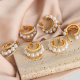 Pearl Titanium Steel C-Hoop Earrings 