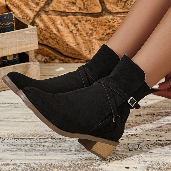 Side Zip Block Heels Boots 