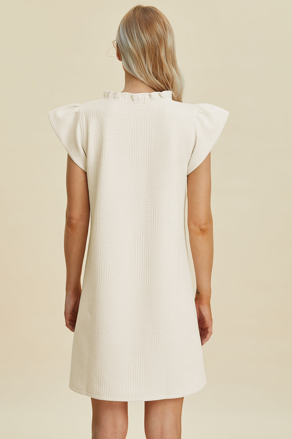 Double Take Full Size Ruffled V-Neck Cap Sleeve Dress 