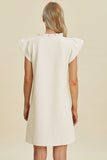 Double Take Full Size Ruffled V-Neck Cap Sleeve Dress 