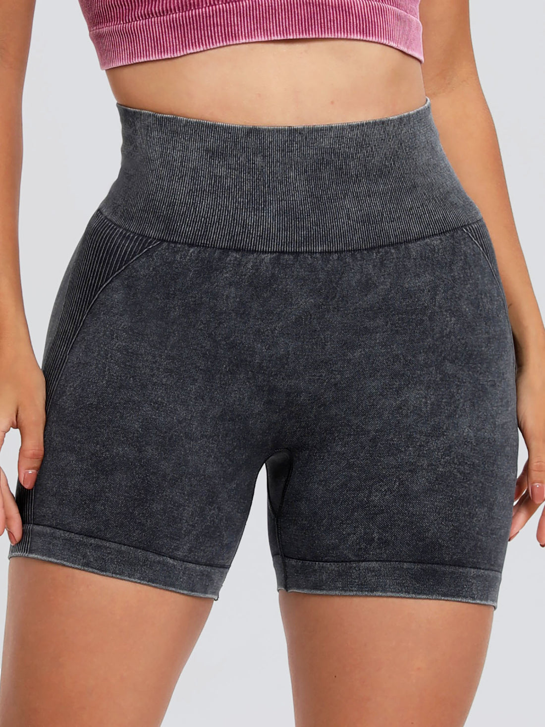 Washed High Waist Active Shorts 