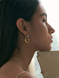 18K Gold-Plated Stainless Steel Contrast Asymmetrical  Earrings 