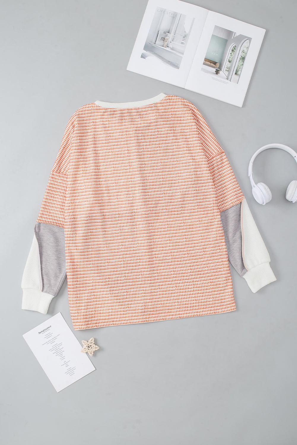 Exposed Seam Color Block Round Neck Top 