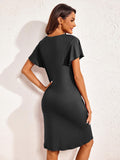 Notched Short Sleeve Lounge Dress 