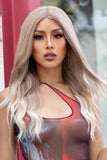 13*2" Lace Front Wigs Synthetic Long Wave 24" 150% Density in Medium Blonde Highlights 
