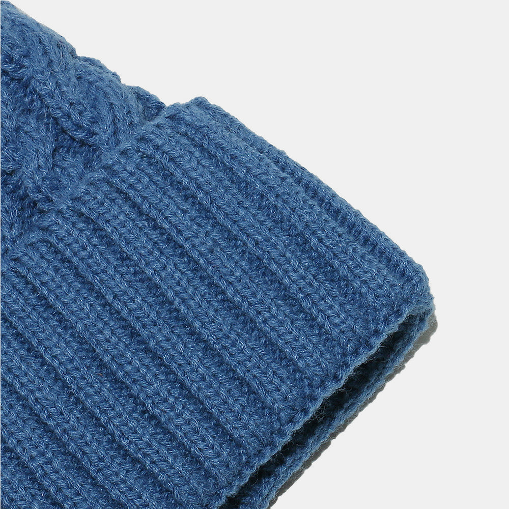 Cable Knit Winter Hat with Pompom 