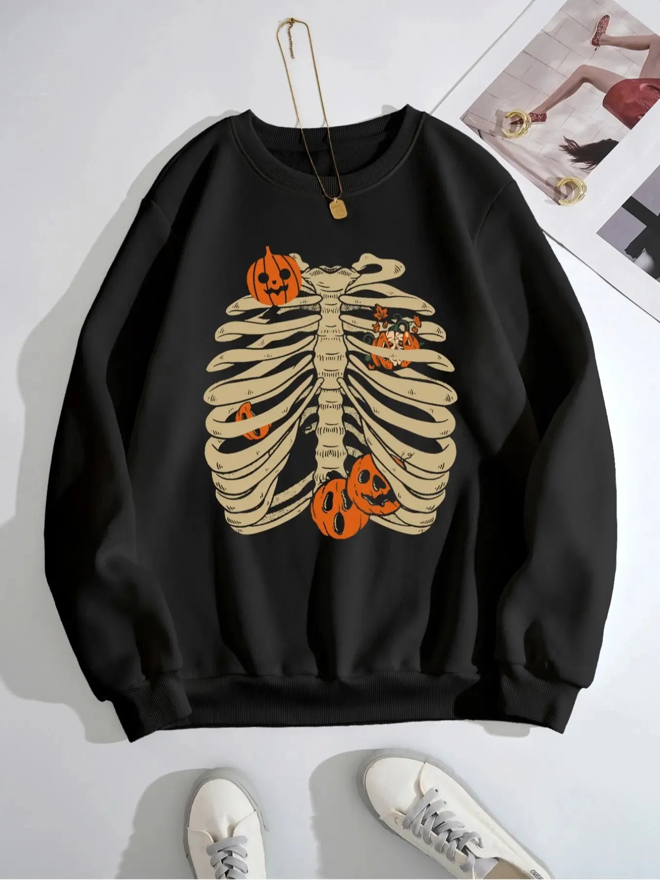 Halloween Skeleton Long Sleeve Sweatshirt 