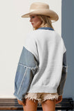 Double Take Full Size Star Pattern Raw Edge Long Sleeve Sweater 