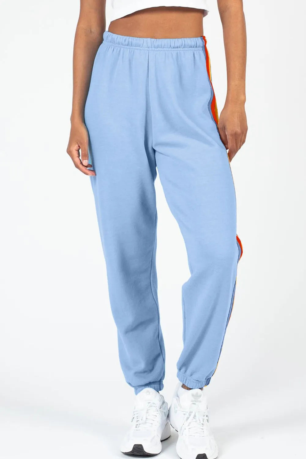 Contrast Striped Elastic Waist Active Pants 