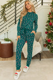 Candy Cane Print Round Neck Top and Pants Lounge Set Lingerie & Nightwear