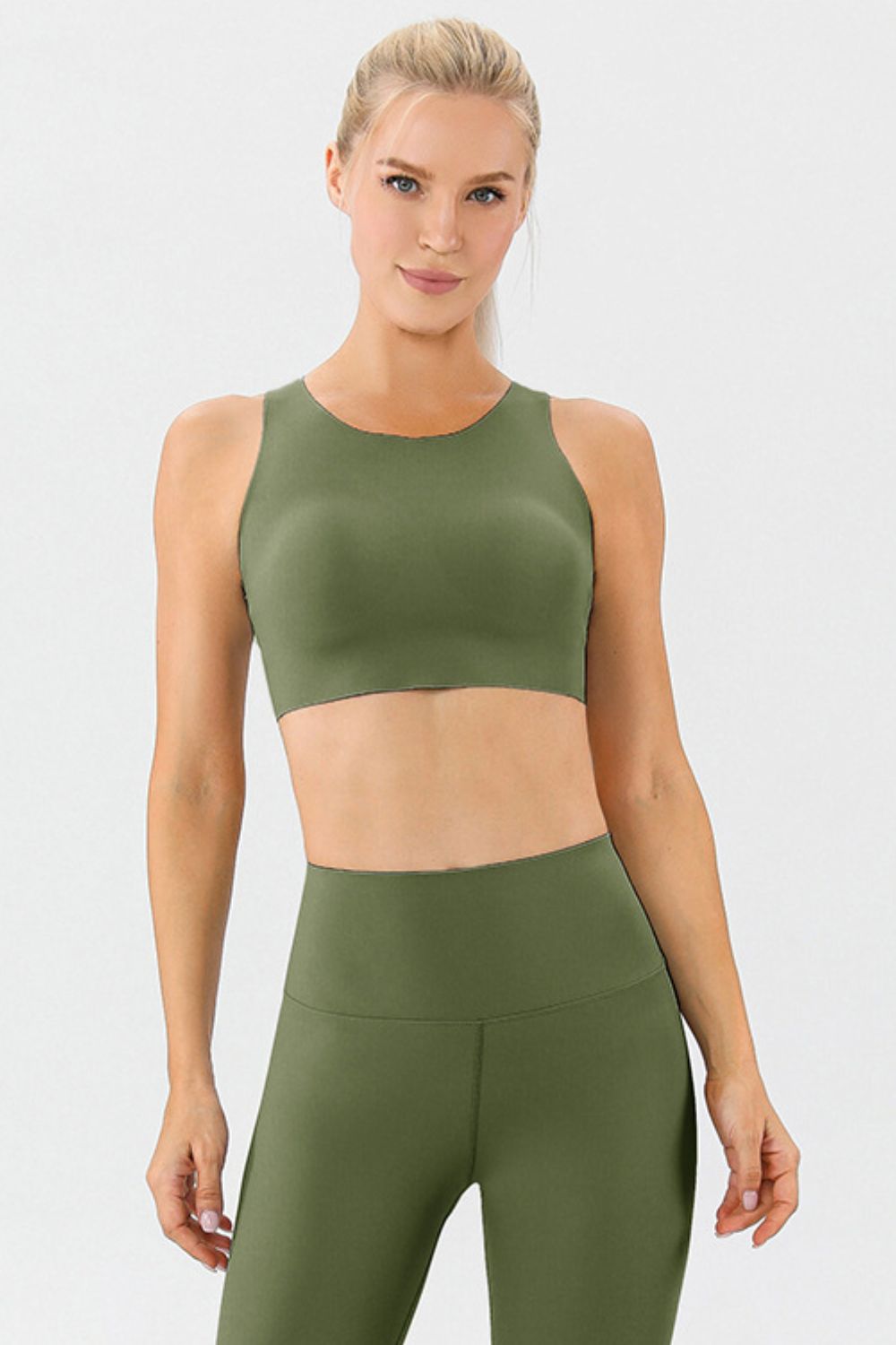 Round Neck Wide Strap Active Bra 