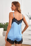 Lace Detail Spaghetti Strap Top and Shorts Lounge Set Lingerie & Nightwear