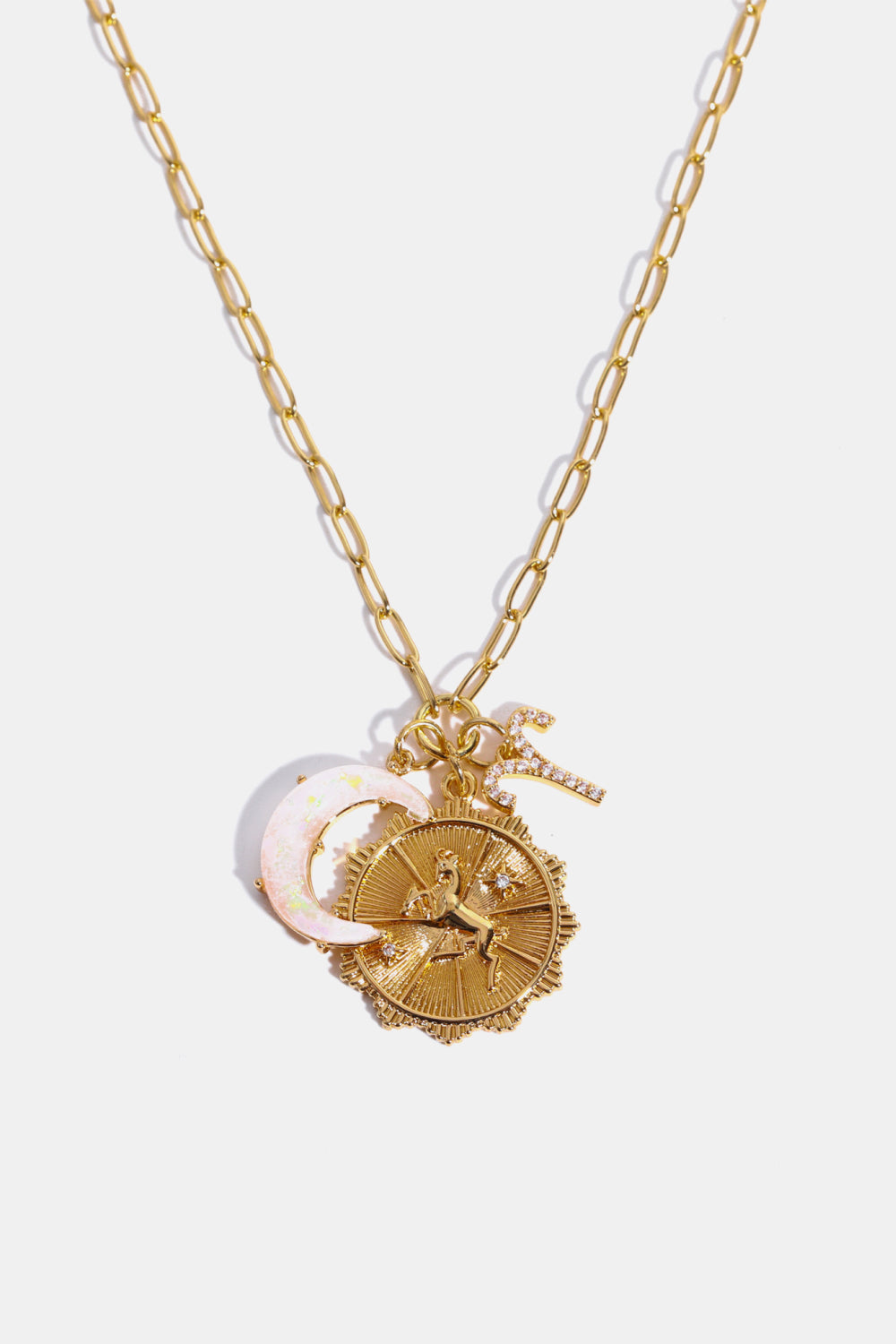 Constellation and Moon Pendant Copper Necklace 