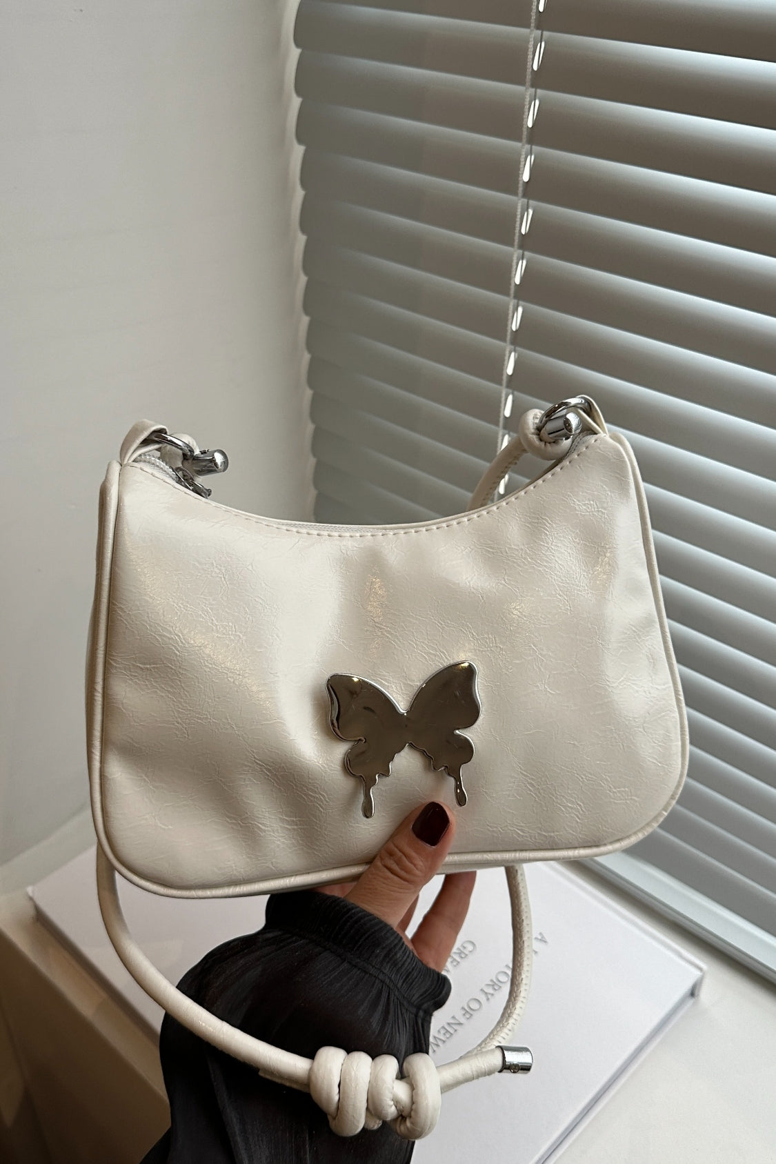 Butterfly PU Leather Knotted Strap Shoulder Bag 