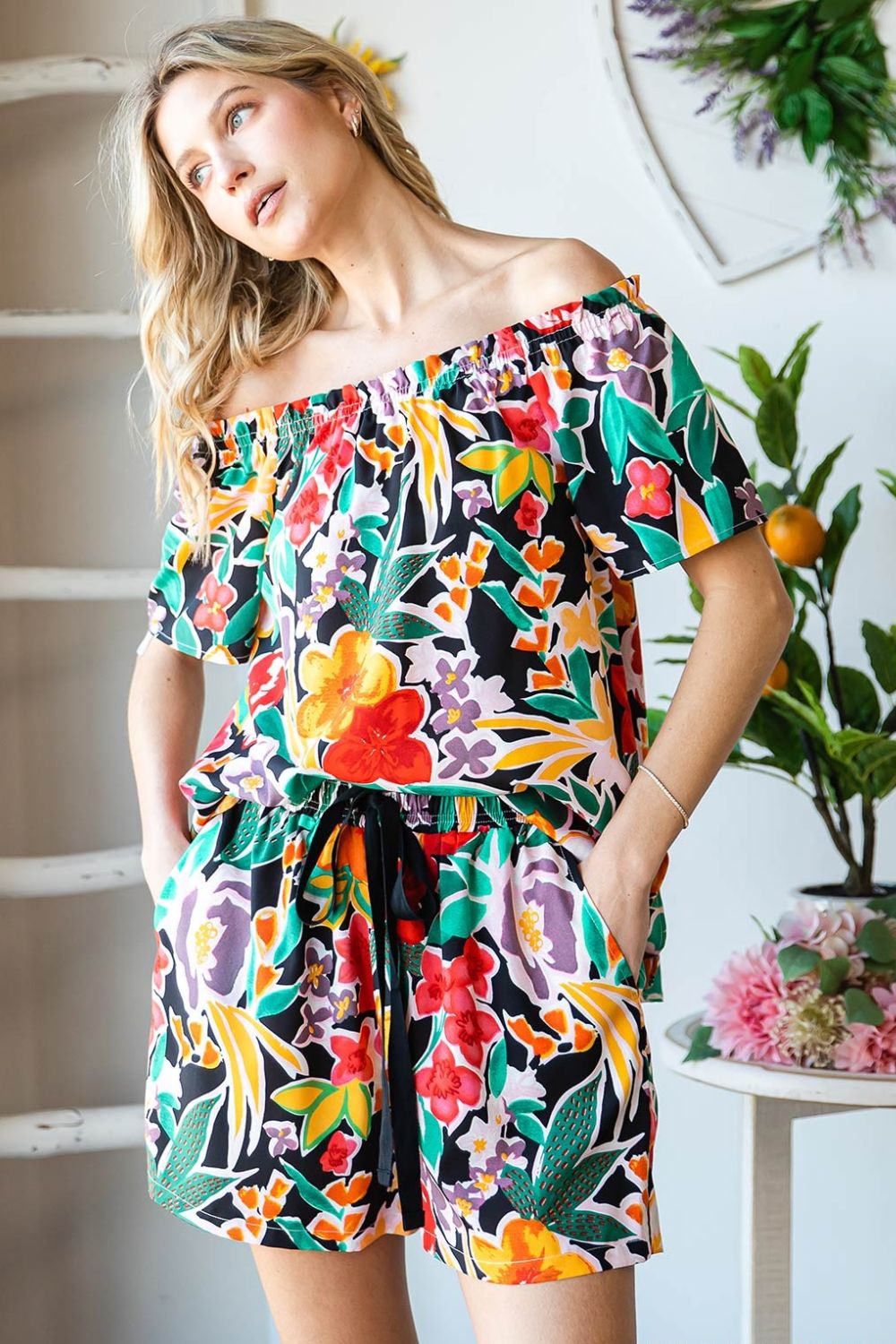 Cotton Bleu by Nu Label Floral Off-Shoulder Top 