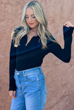 And The Why Full Size Johnny Collar Long Sleeve Ribbed Bodysuit 