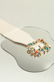 Multicolored Leaf Buckle Elastic Belt 