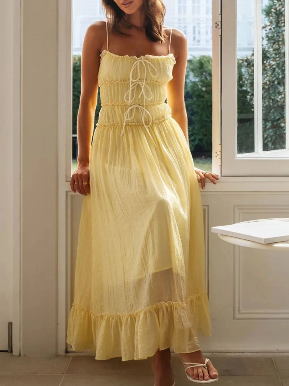 Devine Frill Ruffled Hem Midi Cami Dress 