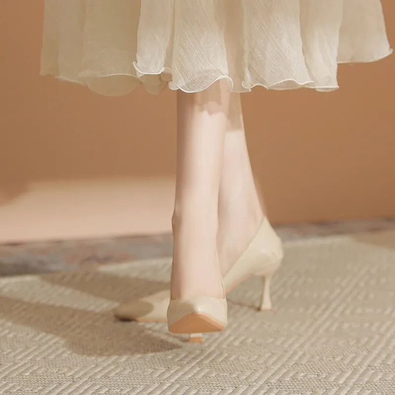 Point Toe Flare Heels Pumps 