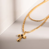 18K Gold-Plated Double Layered Cross Necklace 