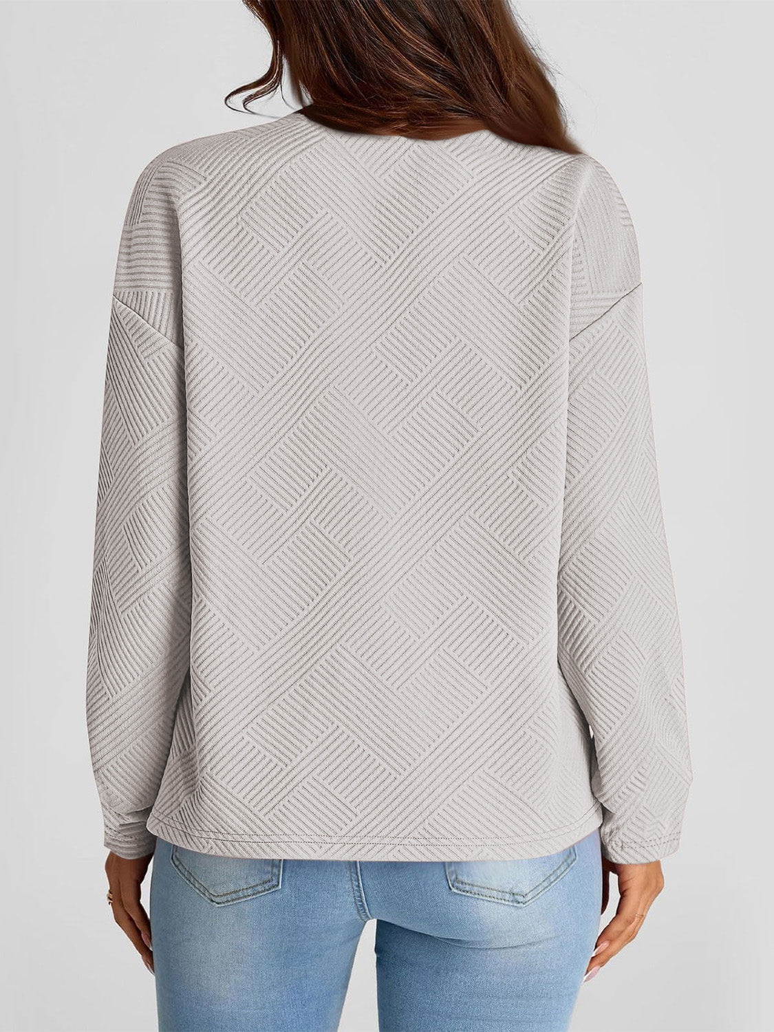 Full Size Texture Round Neck Long Sleeve Sweatshirt 