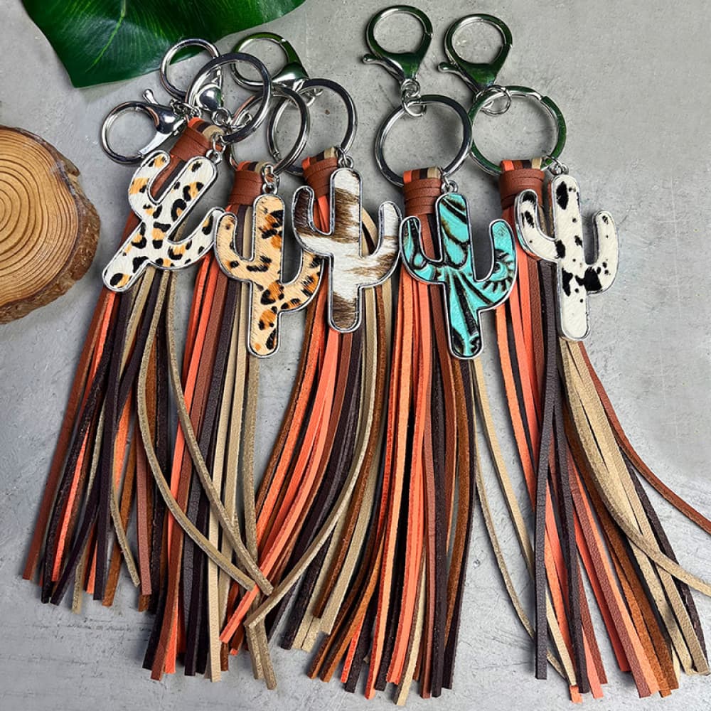 Cactus Keychain with Tassel 