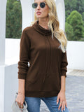 Drawstring Mock Neck Raglan Sleeve T-Shirt 