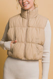 Love Tree Zip Up Turtleneck Cropped Vest Coat 