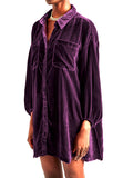 Collared Neck Button Down Long Sleeve Shirt 