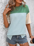 Mandy Color Block Round Neck Half Sleeve T-Shirt 