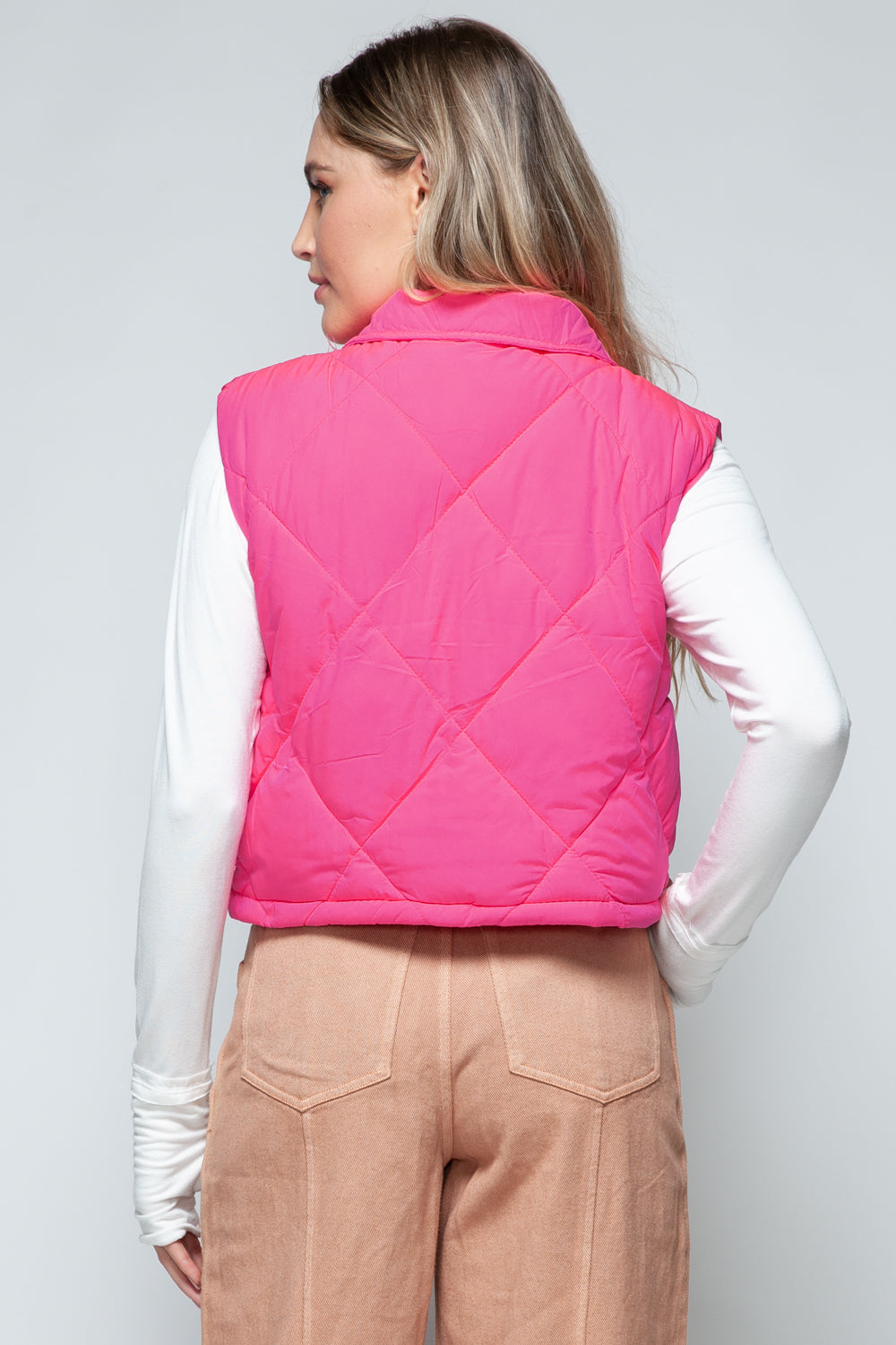 Snobbish Snap Down Quilted Crop Vest 
