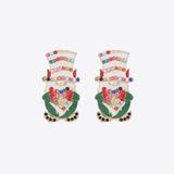 Rhinestone Alloy Santa Earrings 