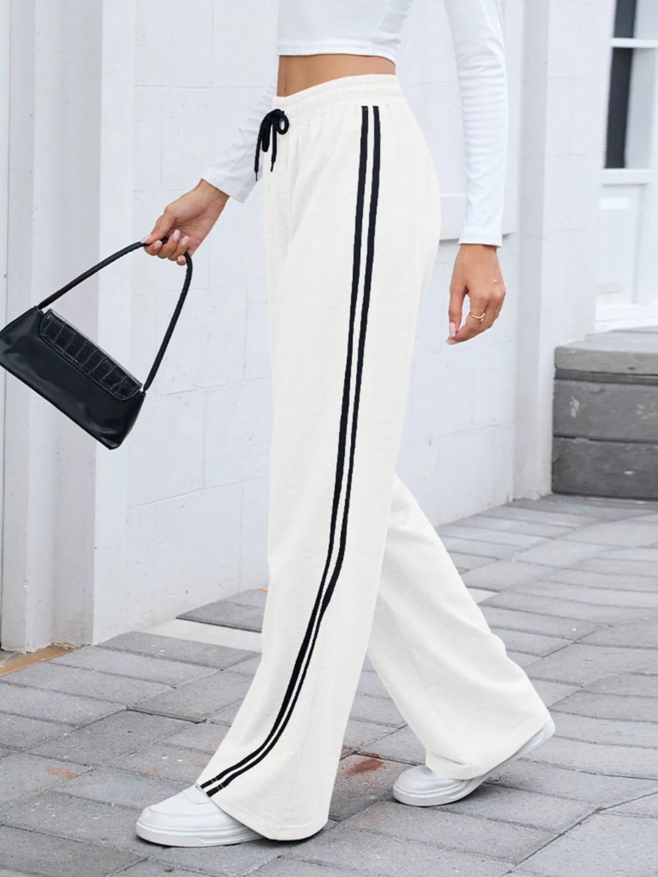 Side Striped Wide Leg Pants 