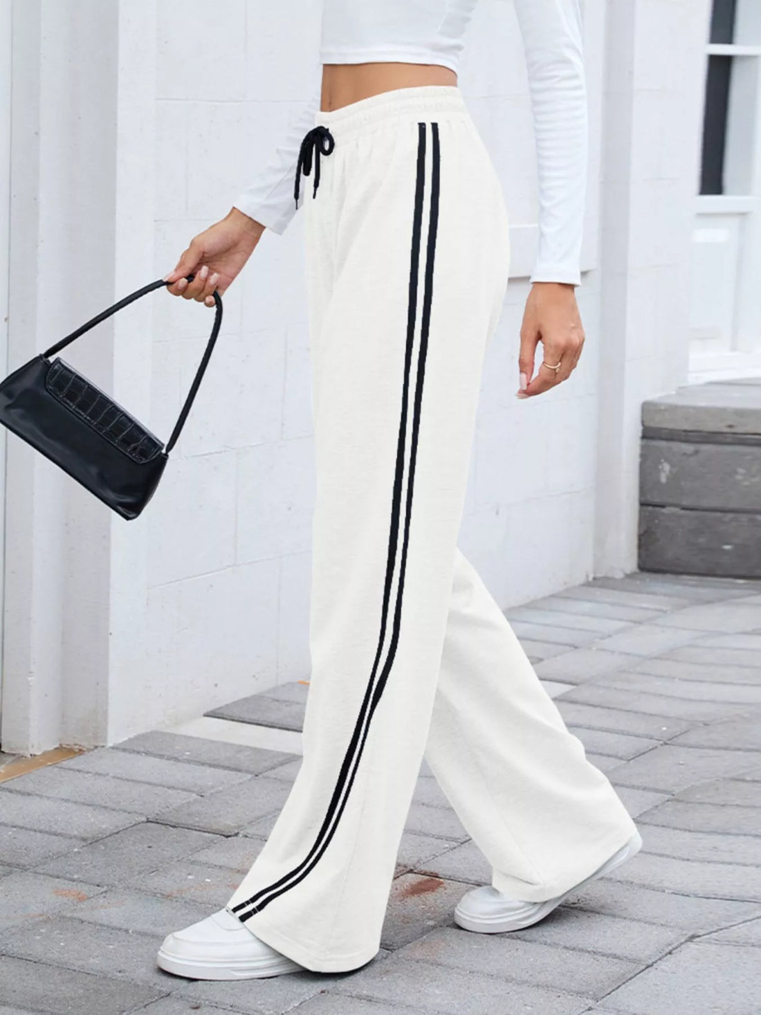 Side Striped Wide Leg Pants 