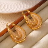 Copper Glass Stone U Shape Earrings 