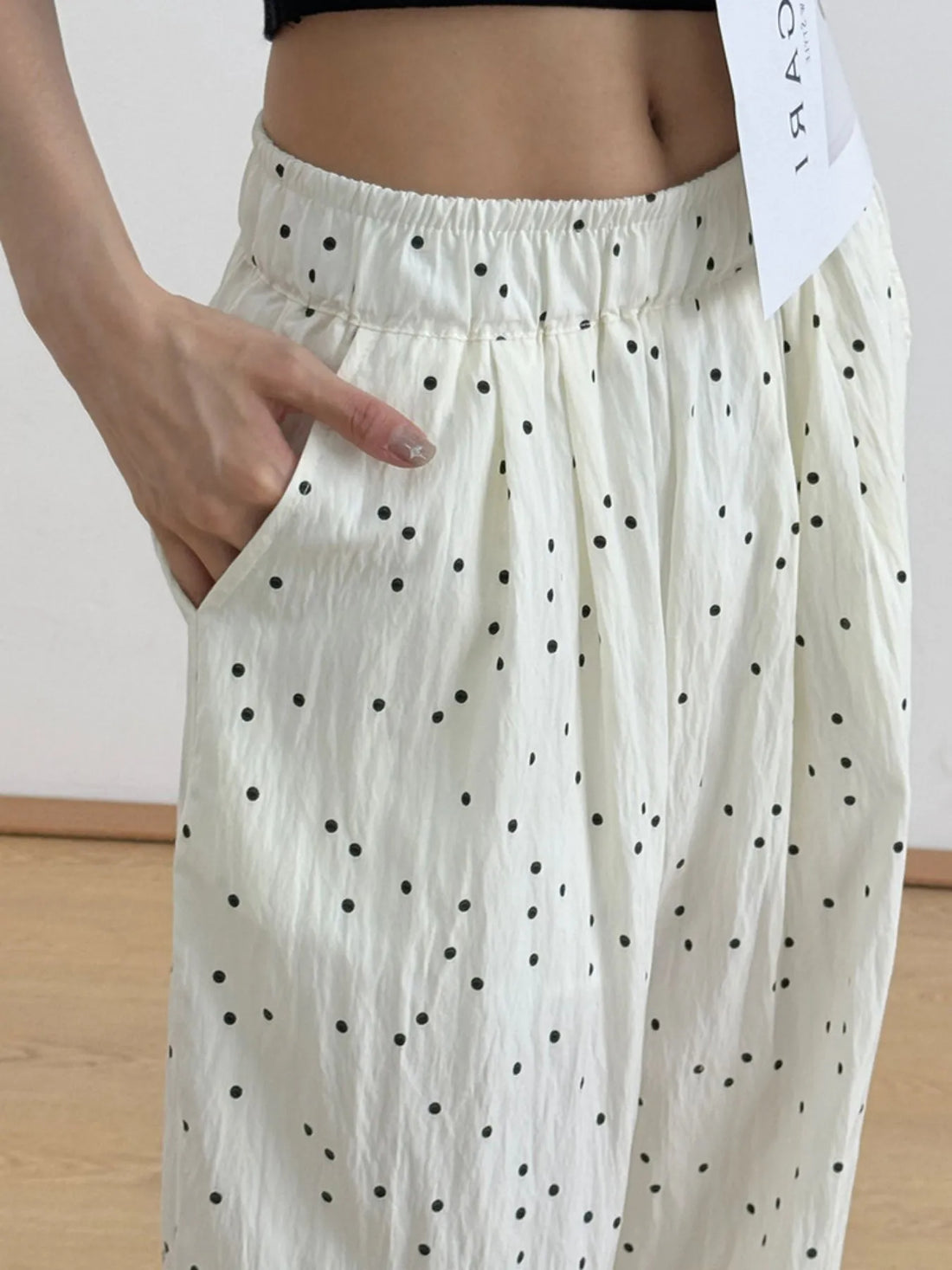 Polka Dot Wide Leg Relaxed Fit Pants 