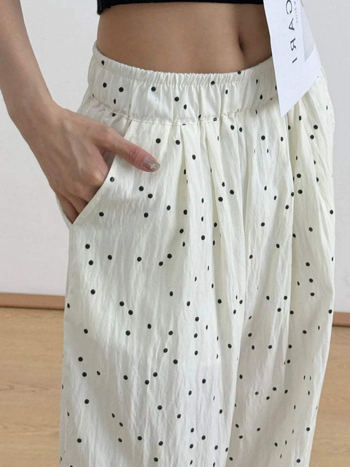Polka Dot Wide Leg Relaxed Fit Pants 