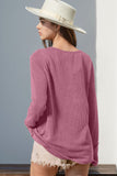 Double Take Full Size Notched Thumbhole Long Sleeve T-Shirt 