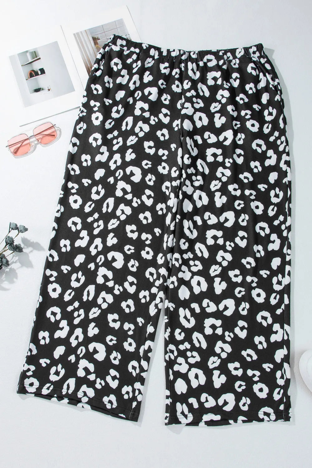 Plus Size Leopard Elastic Waist Pants 