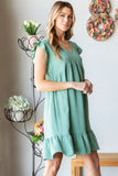 Heimish Full Size Short Sleeve V Neck Ruffled Hem Dress 