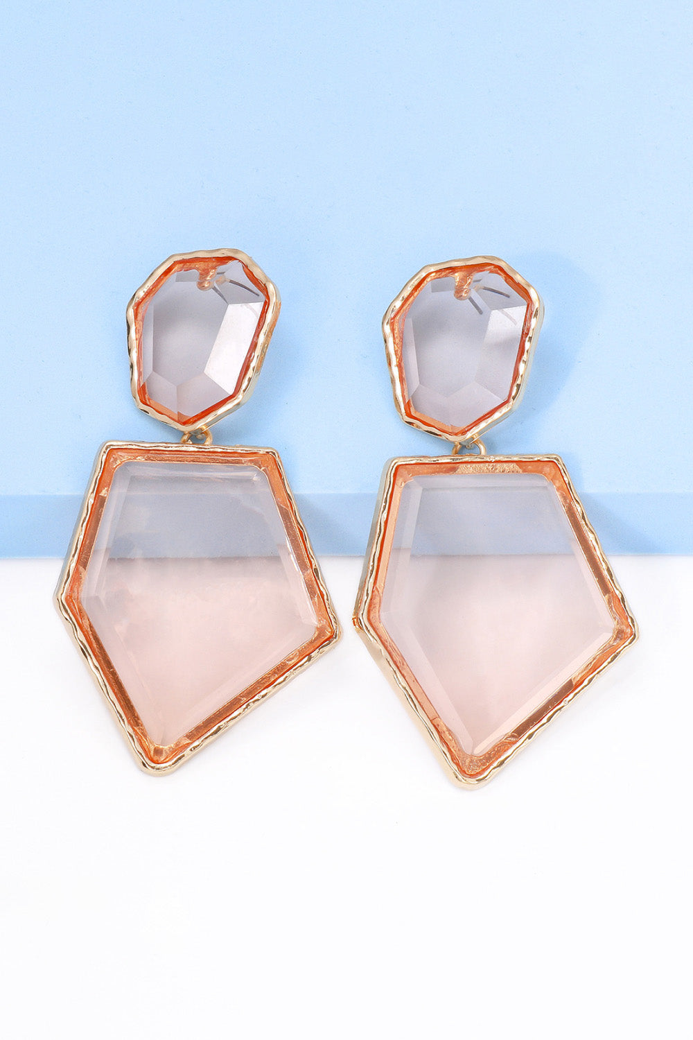 Geometrical Shape Zinc Alloy Frame Resin Dangle Earrings 