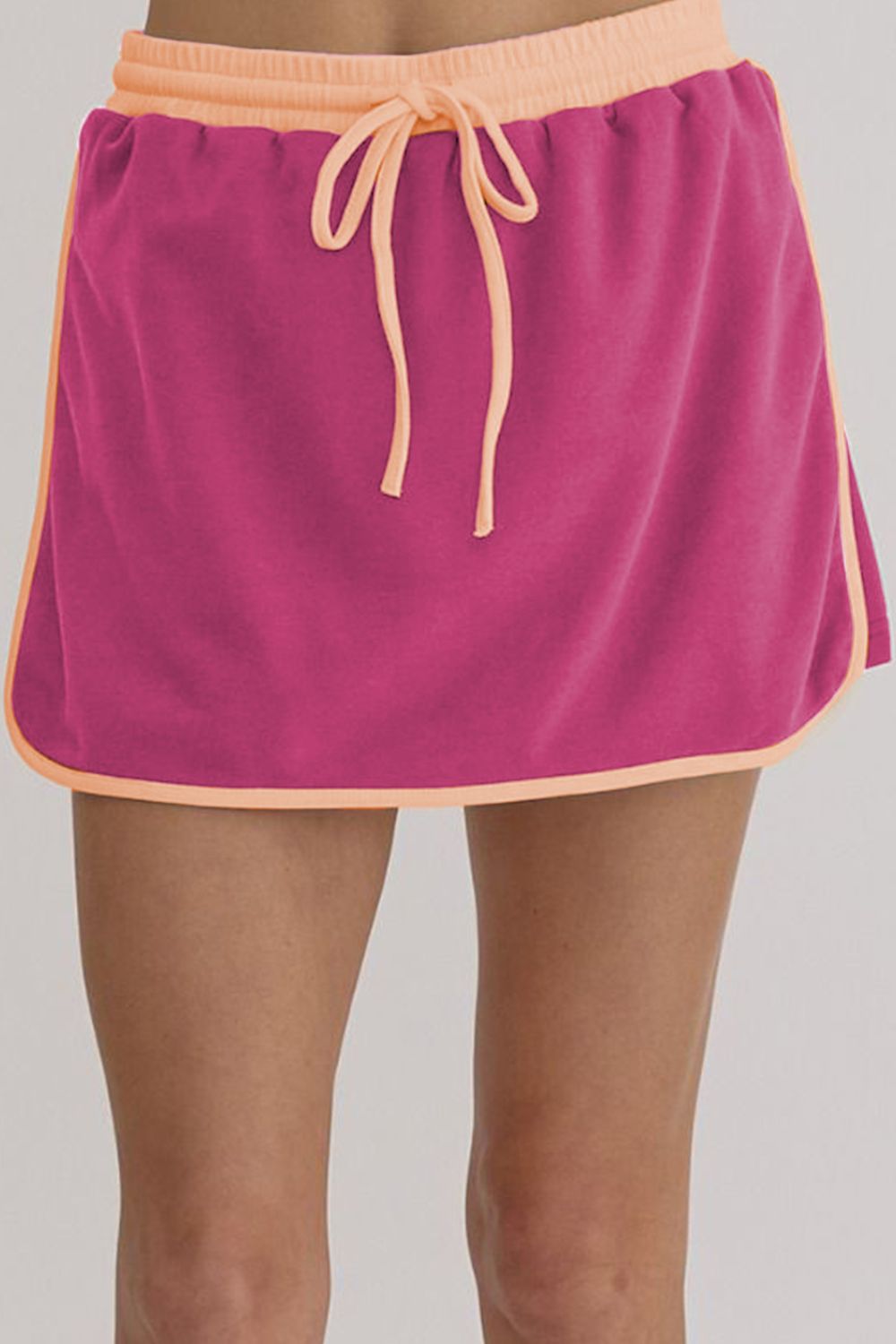 Contrast Trim Round Neck Top and Skort Set 