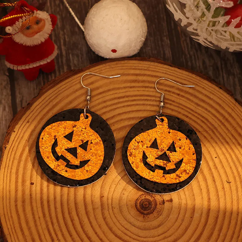 PU Leather Pumpkin Earrings 