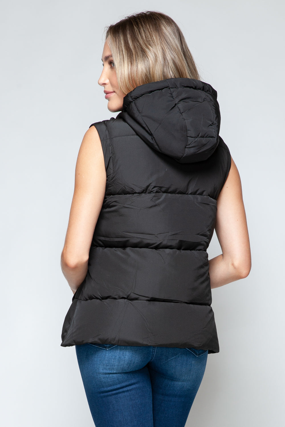 Snobbish Snap and Zip Closure Hooded Vest 